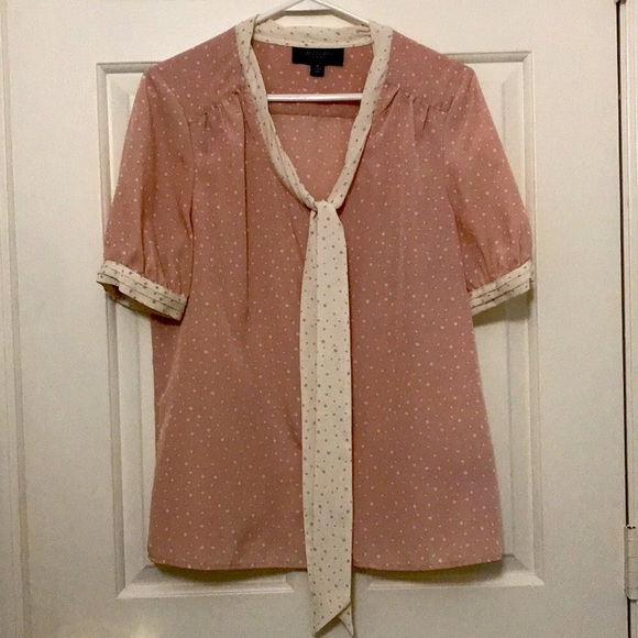 JASON WU Pink Polka Dot Tie Neck Blouse - Picture 2 of 3